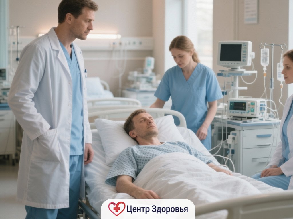 Пациент восстанавливается в палате под наблюдением врачей